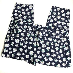Old Navy Pixie Ankle Pants Navy Daisy Floral Cotton Spandex Womens 14